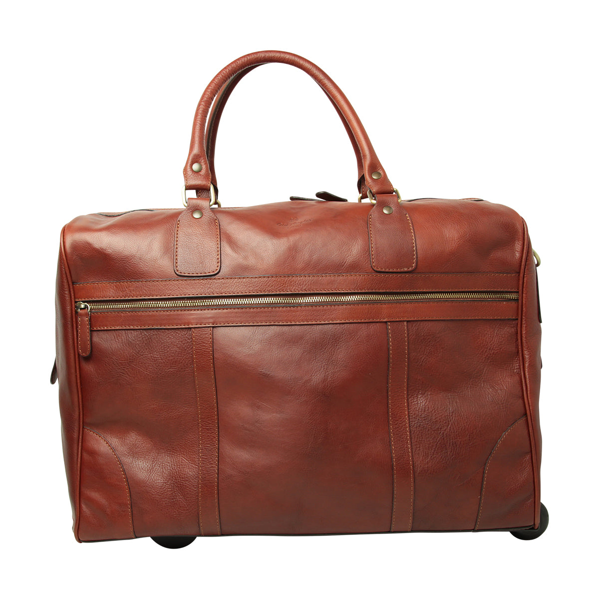 Italienische Leder Reisetasche Herren Mahogany Braun – Vorderansicht