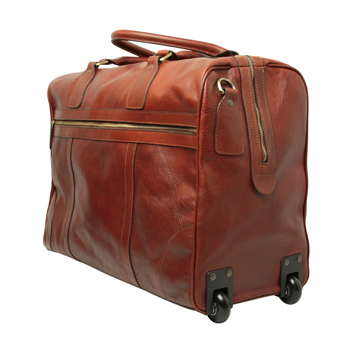 Italienische Leder Reisetasche Herren Mahogany Braun – Vorderansicht