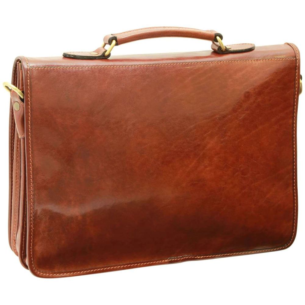 alienische Ledertasche für Herren – Rückansicht mit Überschlag