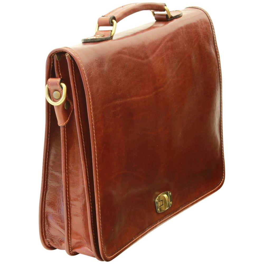 alienische Ledertasche für Herren – Rückansicht mit Überschlag