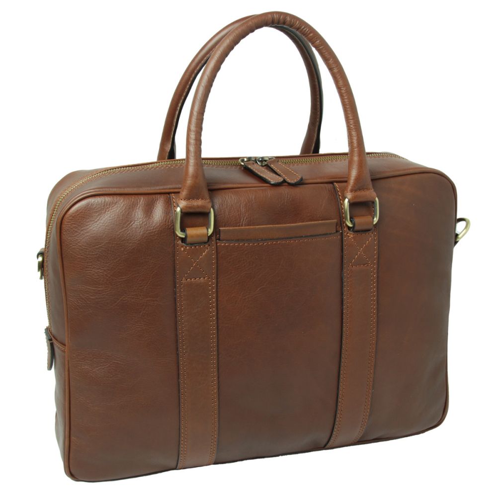 Business Tasche Leder Kastanienbraun – Seitenansicht