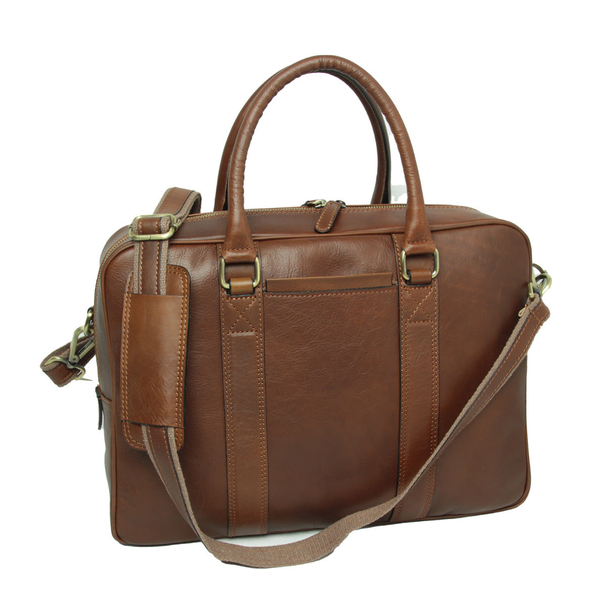 Italienische Leder Aktentasche Chestnut – Vorderansicht