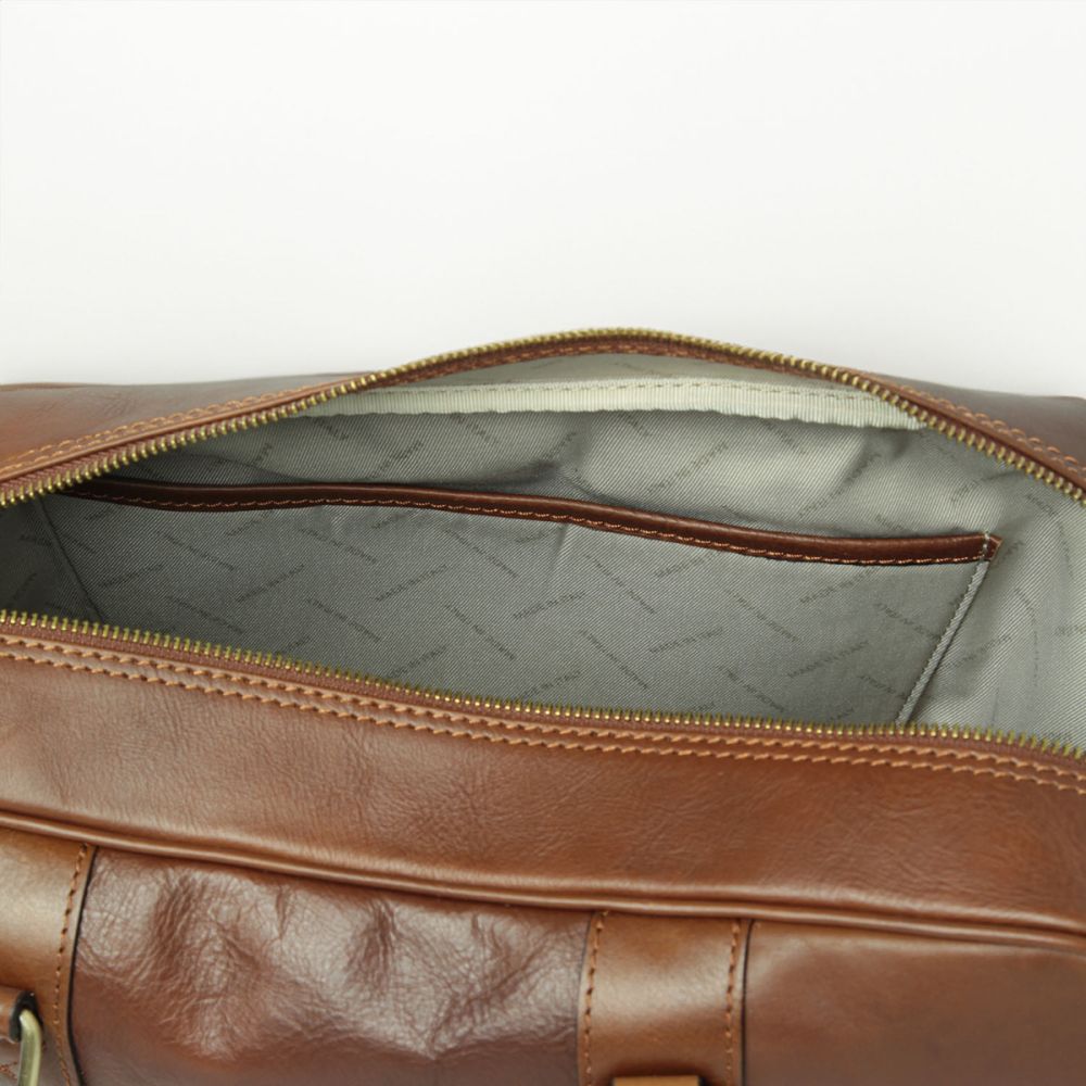 Herren Aktentasche Leder Chestnut – Innenfach mit Laptopfach