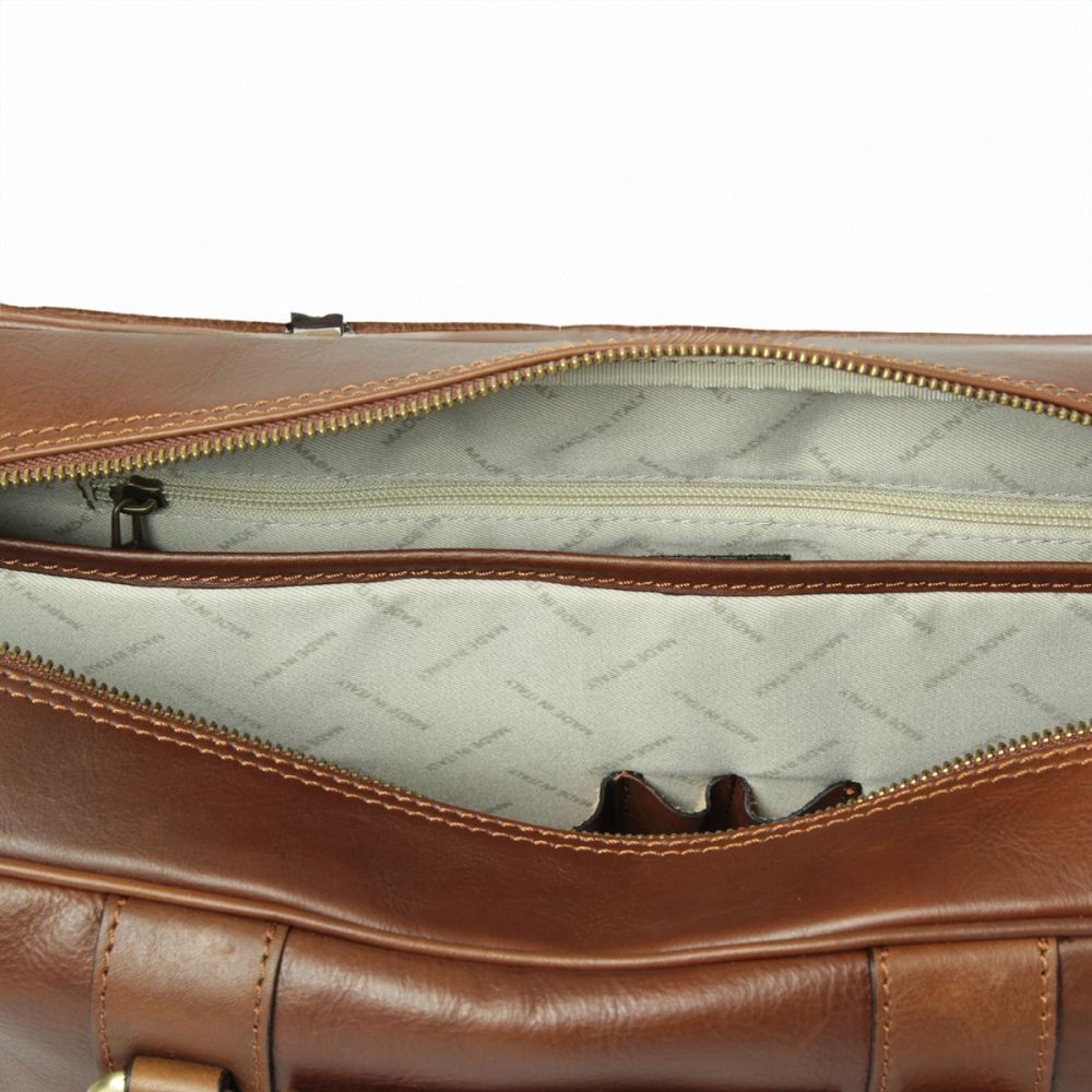 Business Tasche Leder Kastanienbraun – Seitenansicht