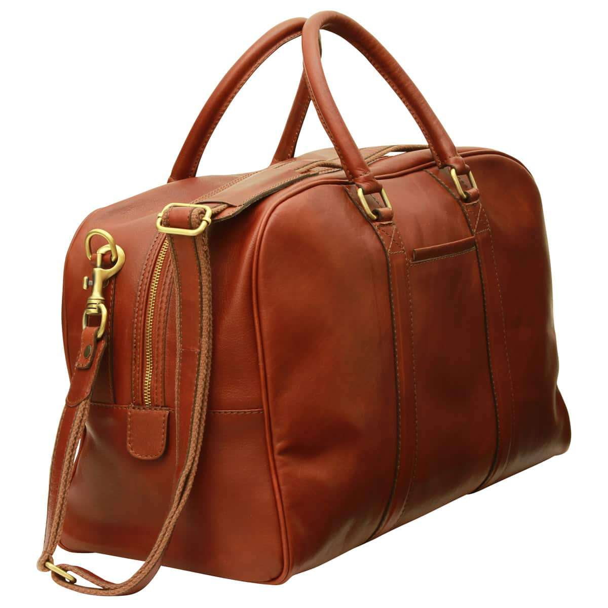 Soft Calfskin Leather Travel Bag - Mahogany Brown-1