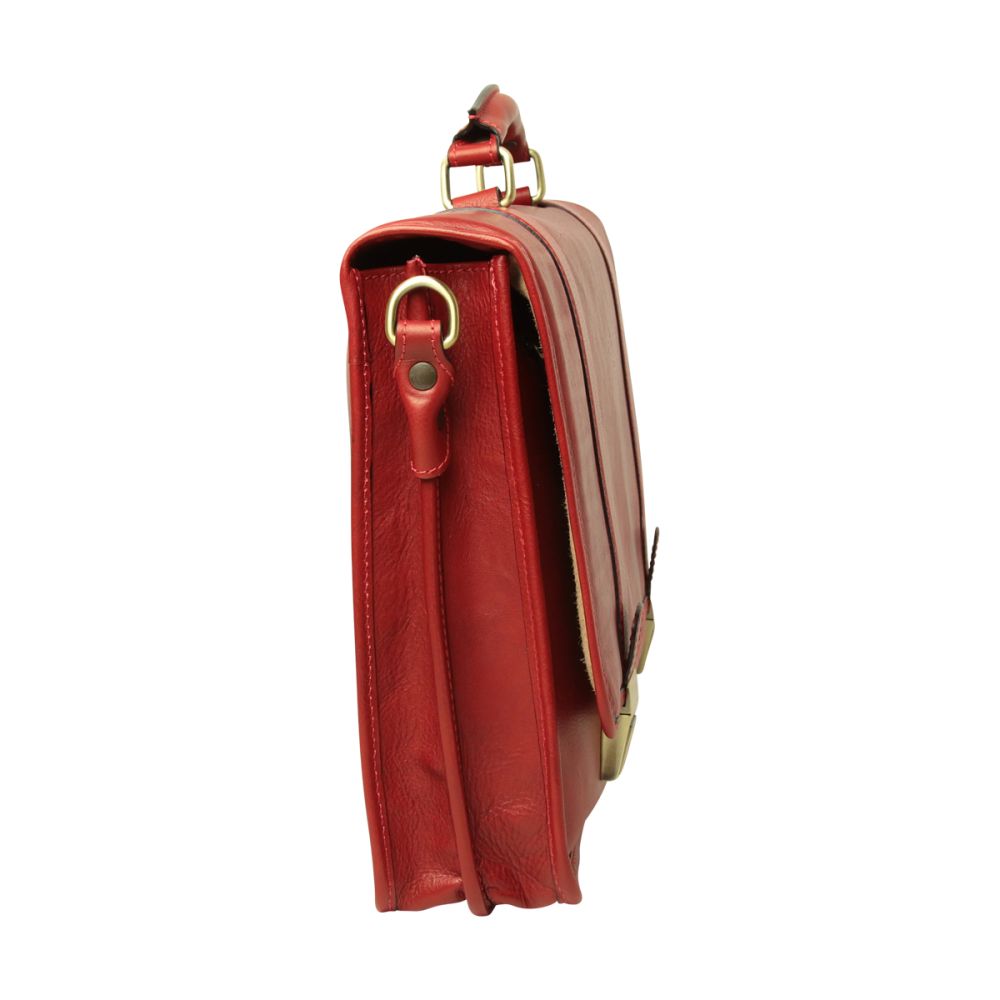 Rote Calfskin Leder Aktentasche für Herren – Old Angler, handgefertigt in Italien, klassisches Business Design