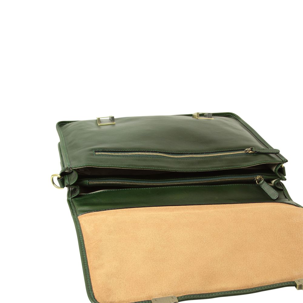 Grüne Calfskin Leder Aktentasche für Herren – Old Angler, handgefertigt in Italien, klassisches Design