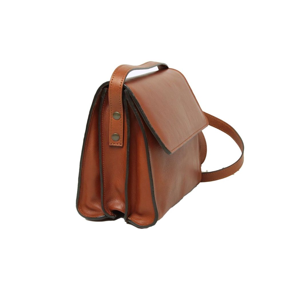 Damen und Herren Umhängetasche Kalbsleder Teak
