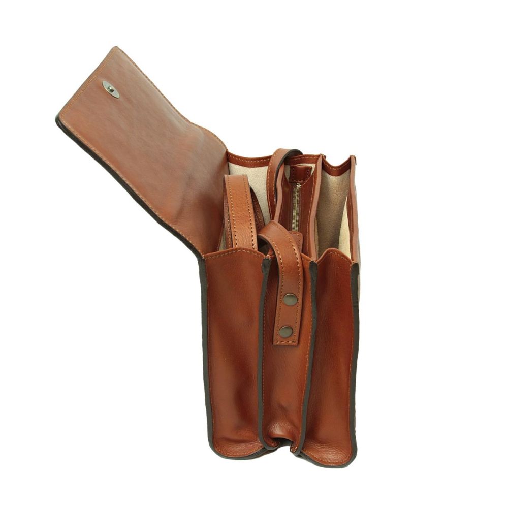 Damen und Herren Umhängetasche Kalbsleder Teak