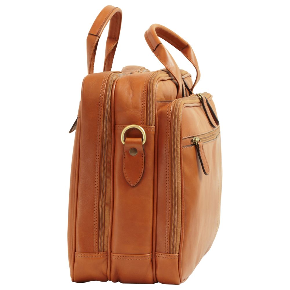 Italienische Leder Aktentasche Braun Colonial – handgefertigt aus 100 % Vollnarbenleder, mit Laptopfach und mehreren Fächern – elegante Business Tasche Made in Italy
