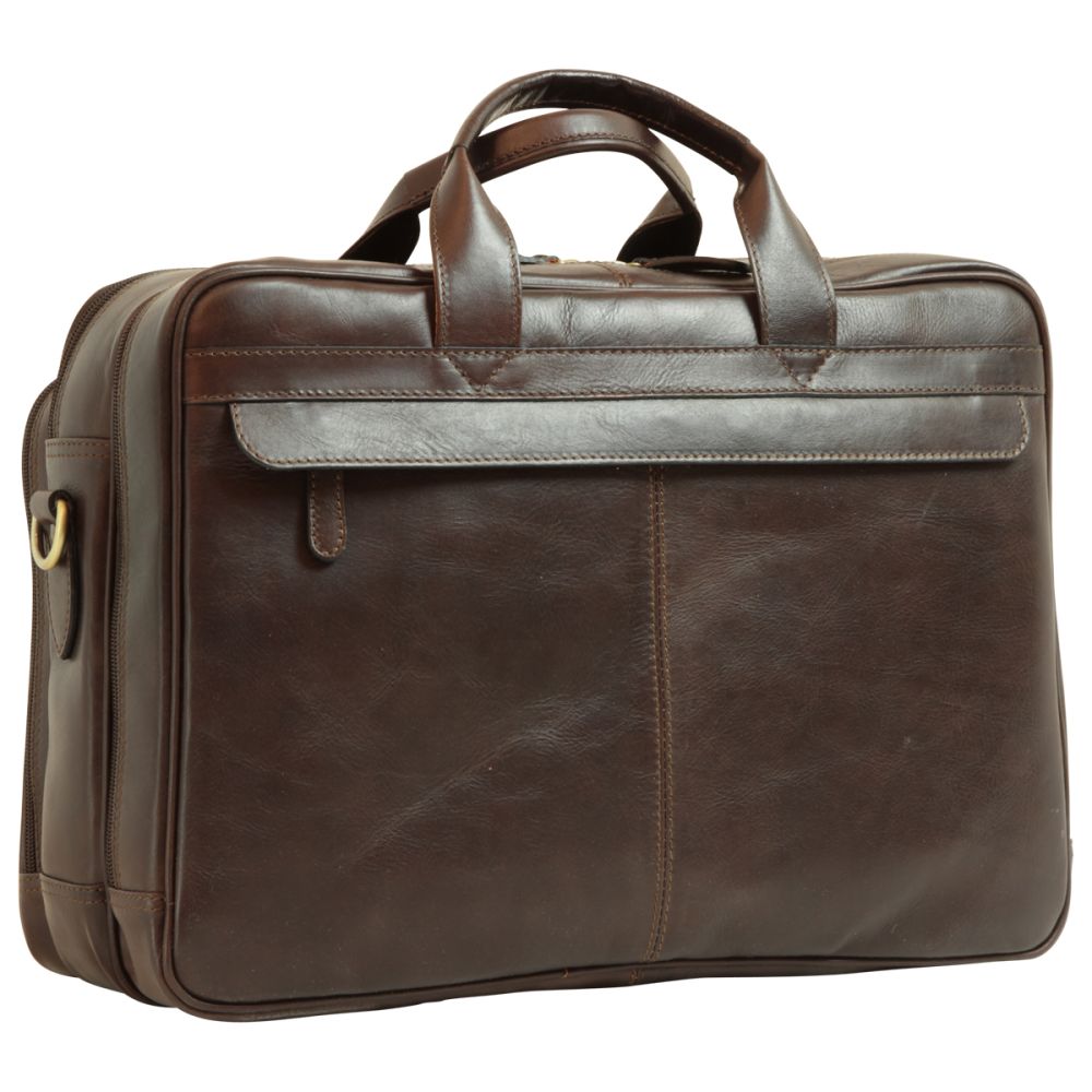 talienische Leder Aktentasche Herren Dunkelbraun – Old Angler Firenze, Vorderansicht