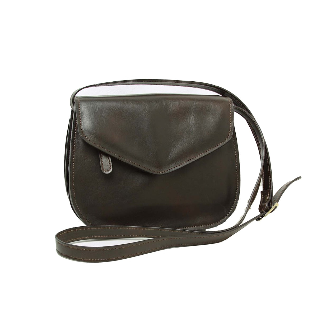 Italienische Schultertasche aus Kalbsleder dunkelbraun – Vorderansicht