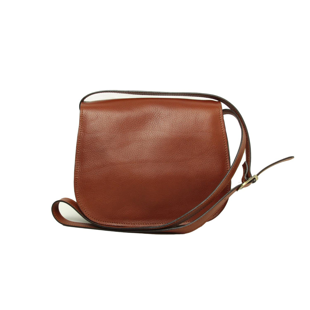 Italienische Damen Schultertasche Leder Teak Vorderansicht