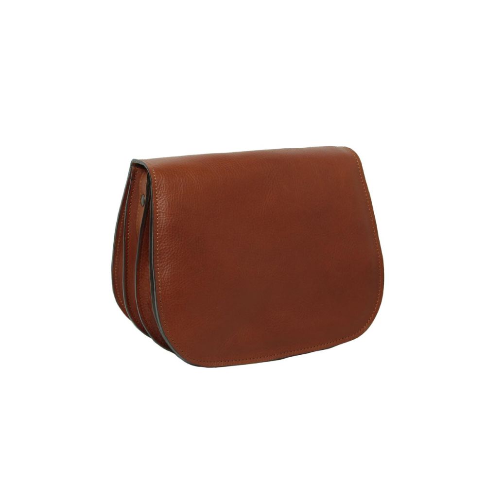 Italienische Damen Ledertasche Teak Braun in Profilansicht
