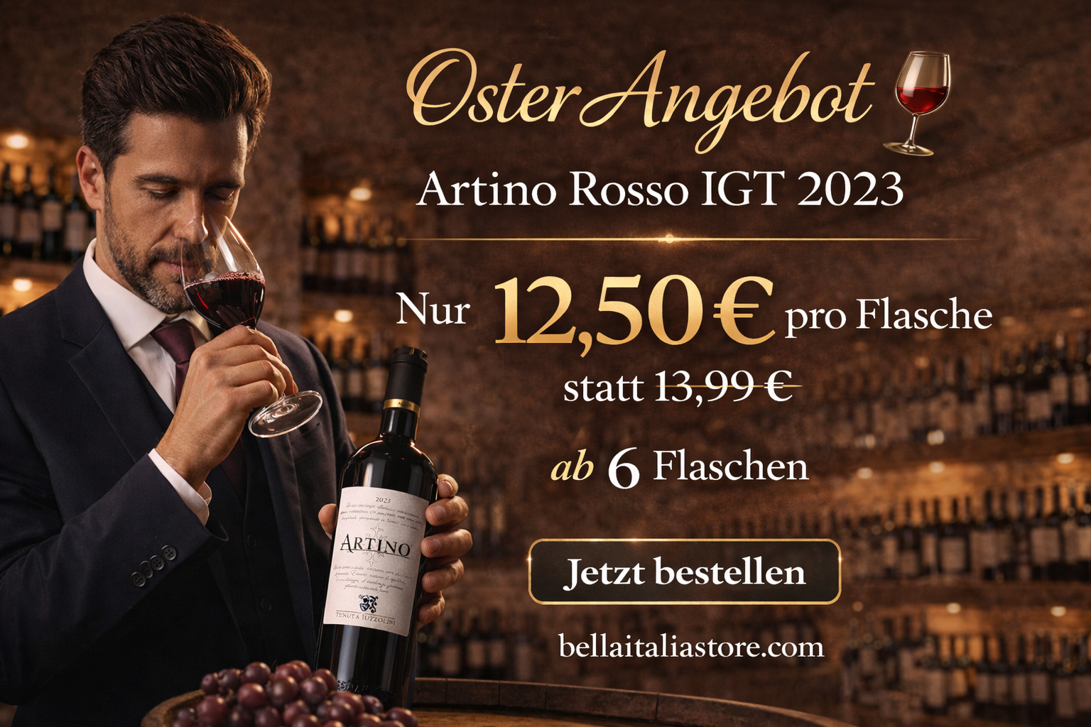Artino Rosso IGT 2023 Rotwein Tenuta Iuzzolini Oster Angebot mit Sommelier in italienischer Weinkellerei