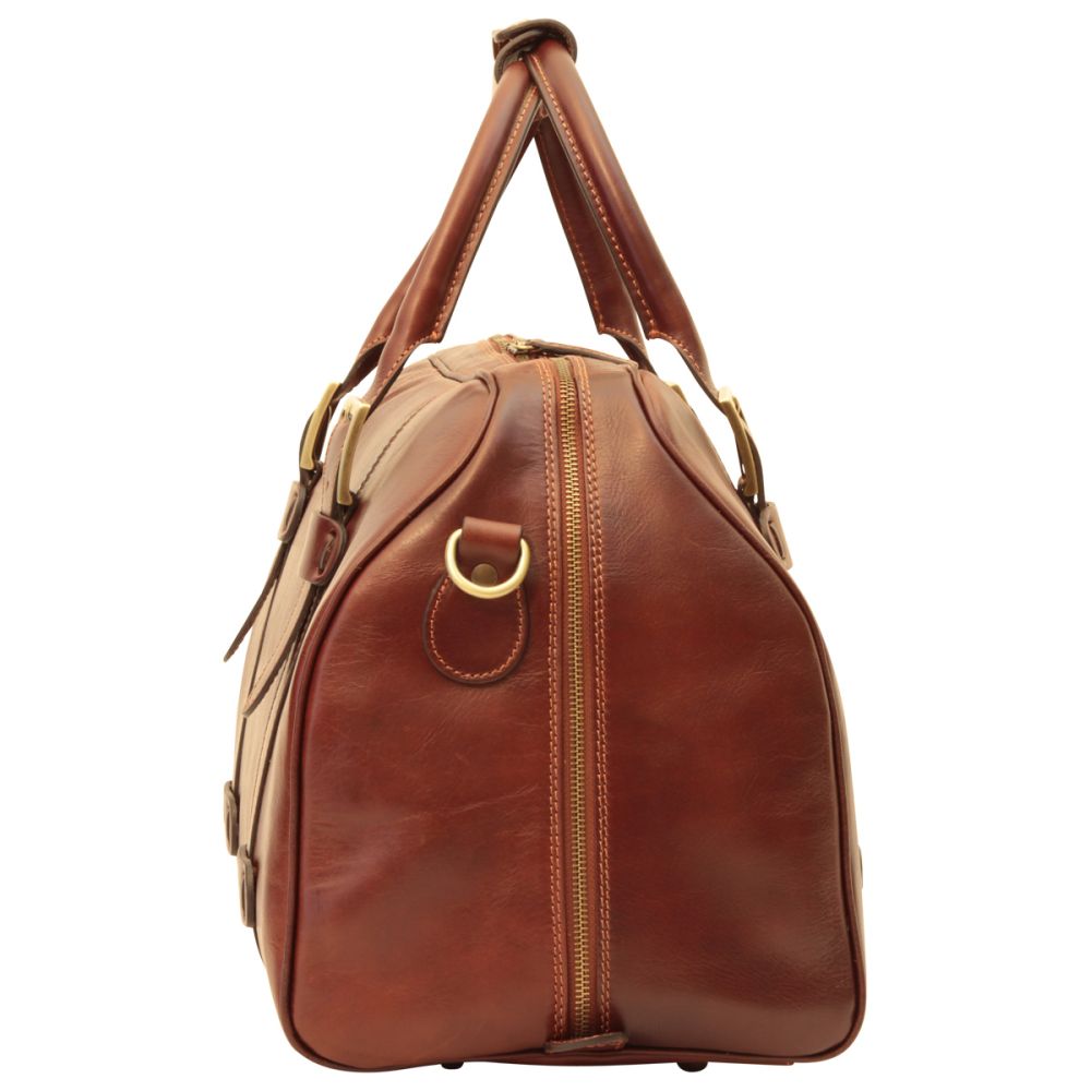 Italienische Leder Reisetasche Braun – Vorderansicht mit Griffen