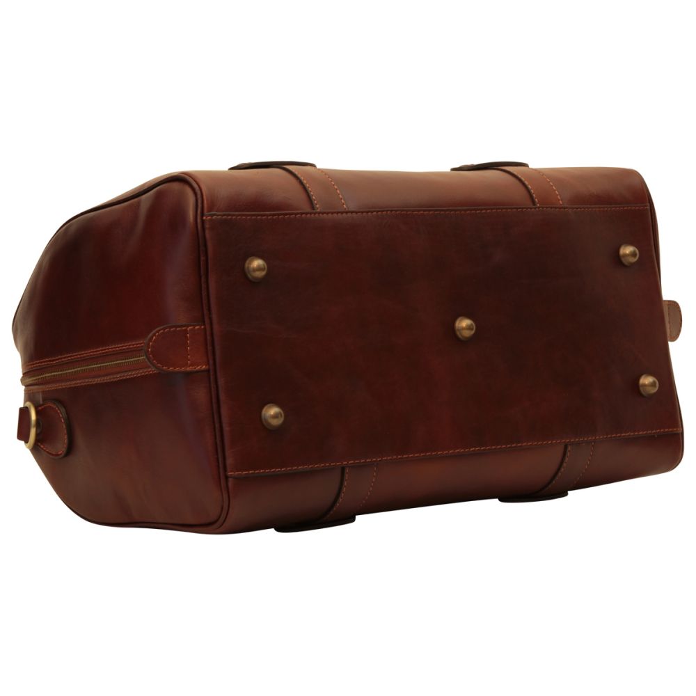 Italienische Leder Reisetasche Braun – Vorderansicht mit Griffen