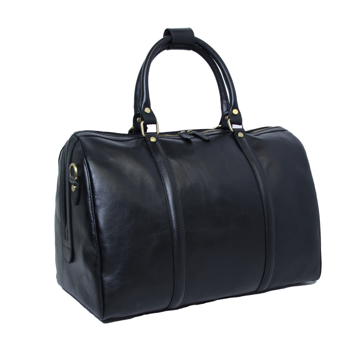Schwarze Leder Duffle Bag – Vorderansicht