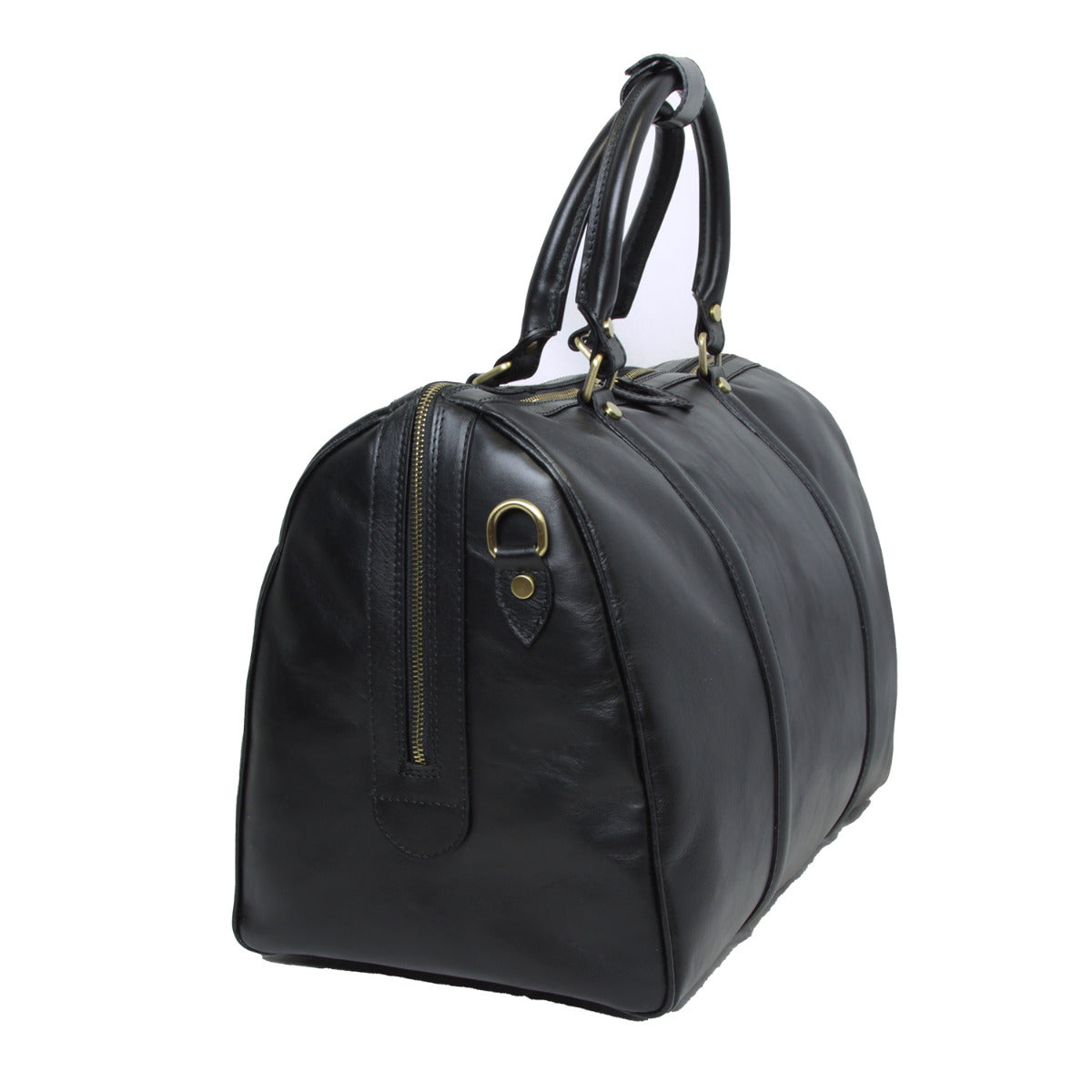 Italienische Leder Reisetasche Schwarz – Seitenansicht