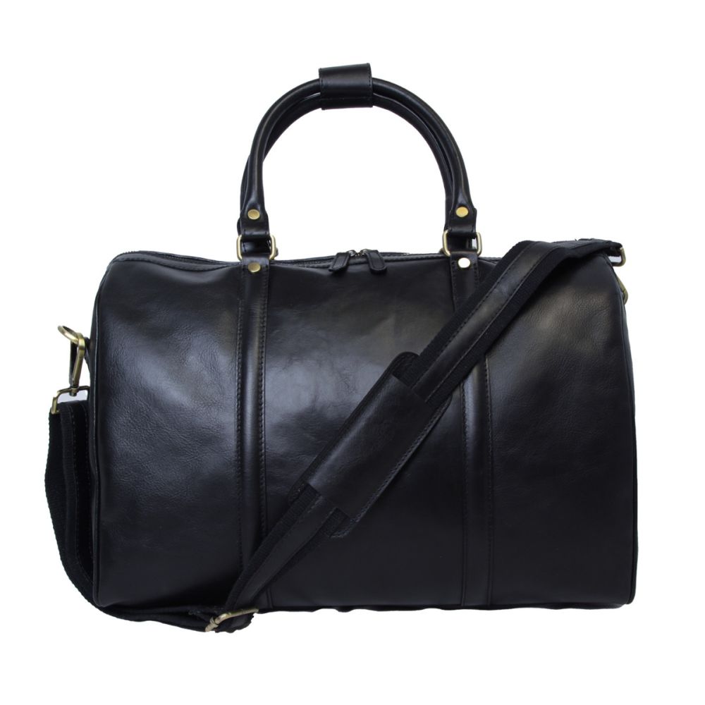 Weekender Tasche Leder Schwarz – mit Schulterriemen