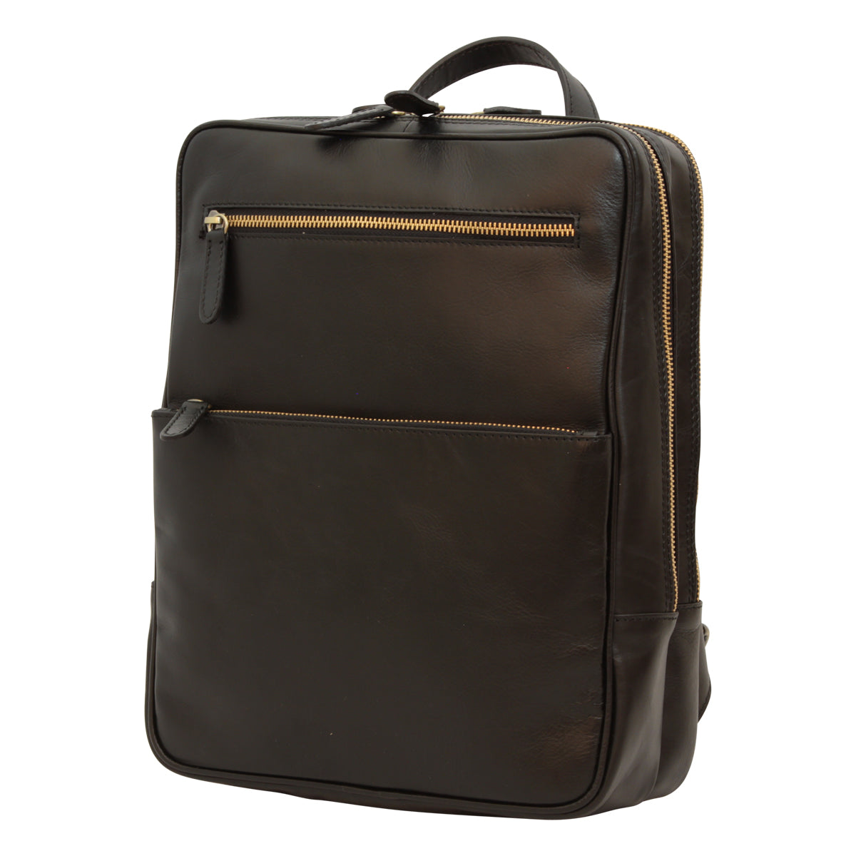 Schwarzer Leder Rucksack Herren – Old Angler, handgefertigt aus 100 % italienischem Kalbsleder