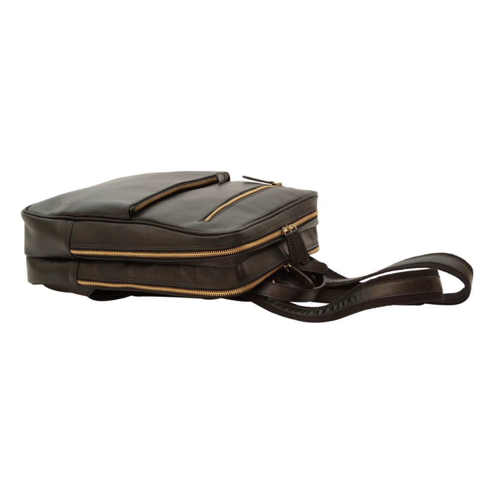 Schwarzer Leder Rucksack Herren – Old Angler, handgefertigt aus 100 % italienischem Kalbsleder