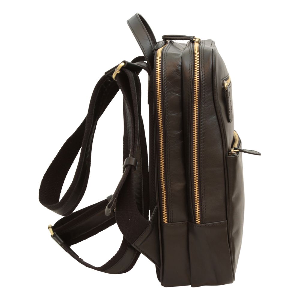 Schwarzer Leder Rucksack Herren – Old Angler, handgefertigt aus 100 % italienischem Kalbsleder
