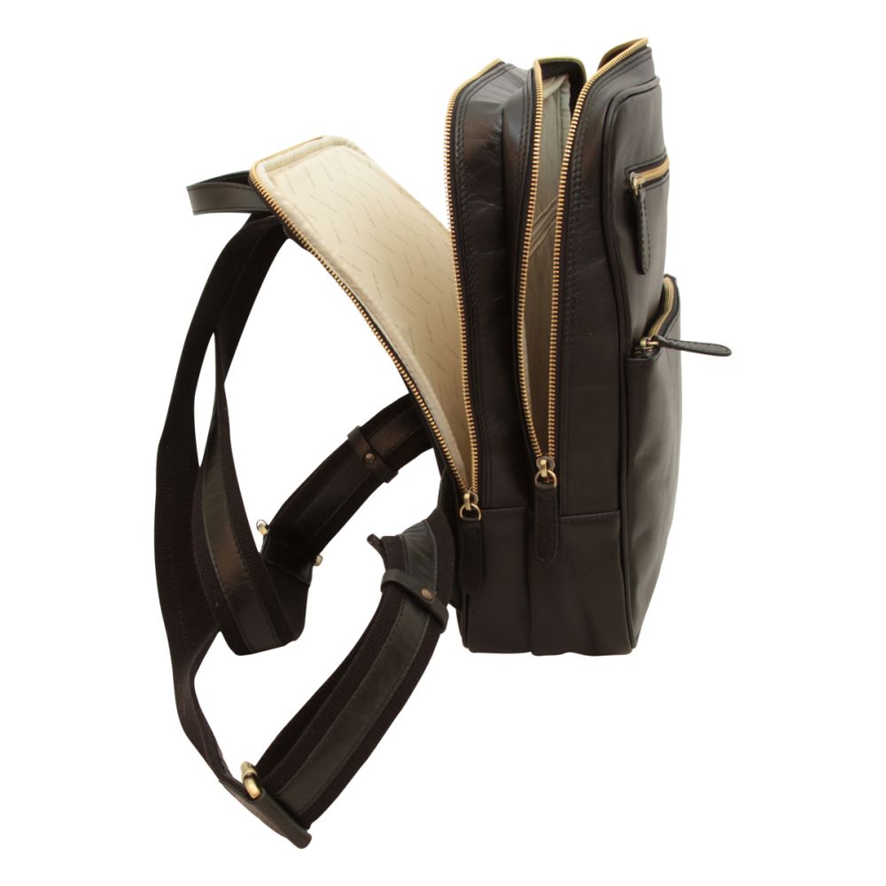 Schwarzer Leder Rucksack Herren – Old Angler, handgefertigt aus 100 % italienischem Kalbsleder