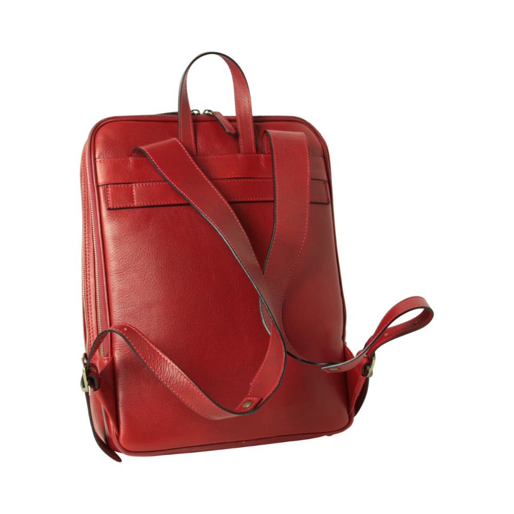 Italienischer Leder Rucksack Rot – Old Angler Firenze, handgefertigt mit Laptopfach und Fronttaschen
