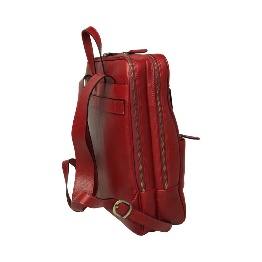 Italienischer Leder Rucksack Rot – Old Angler Firenze, handgefertigt mit Laptopfach und Fronttaschen