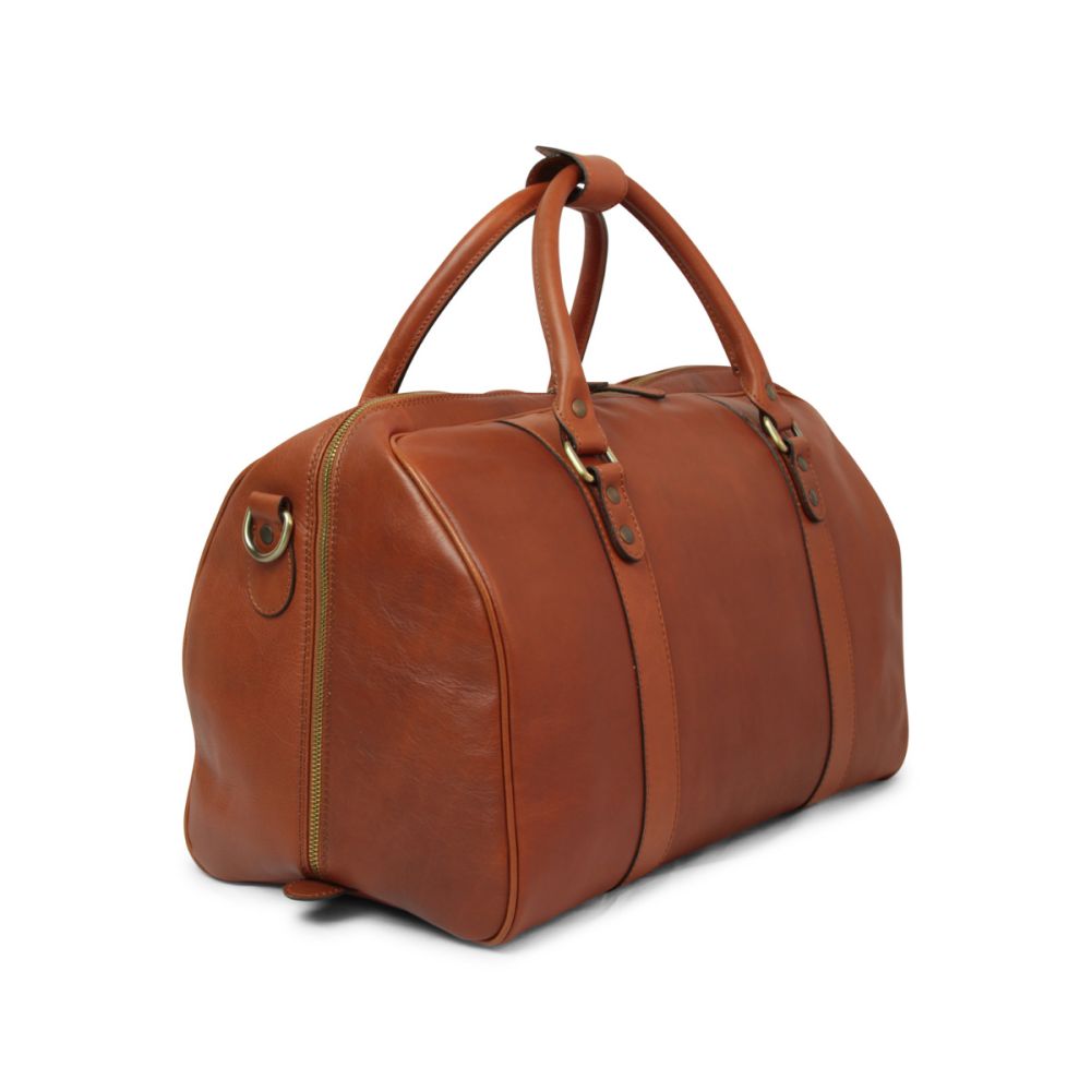 Italienische Leder Reisetasche Gold – Seitenansicht links