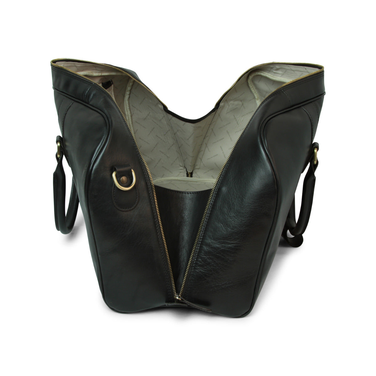 Italienische Leder Reisetasche Herren Schwarz – Old Angler, Seitenansicht