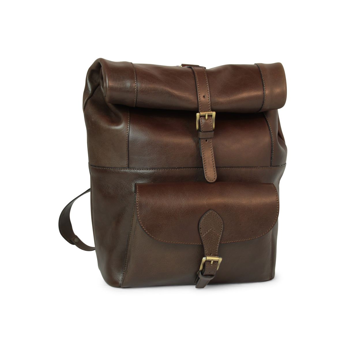 Italienischer Leder Rucksack Herren Dunkelbraun – Vorderansicht