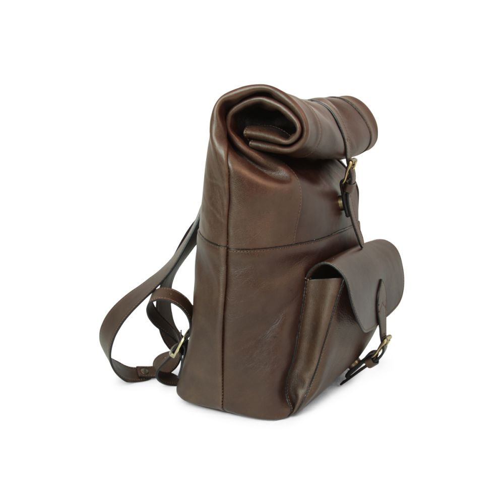 Leder Backpack Herren Braun – Seitenansicht rechts