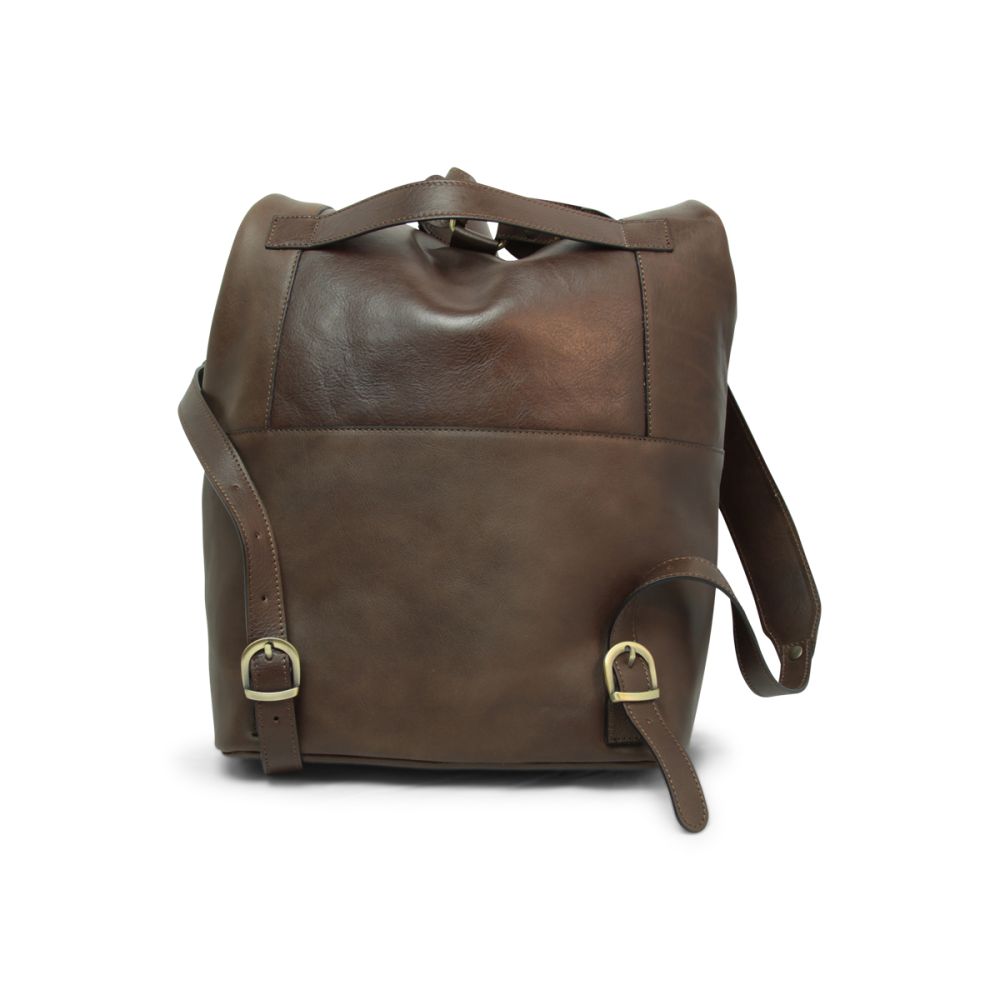 Leder Backpack Herren Braun – Rückansicht mit Schulterriemen