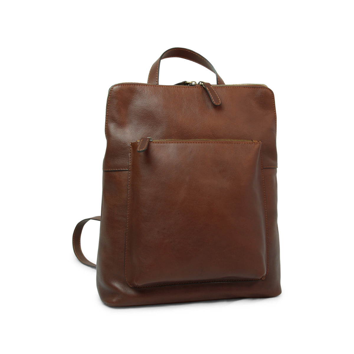 Italienischer Leder Rucksack Braun Chestnut – Vorderansicht handgefertigt in Italien