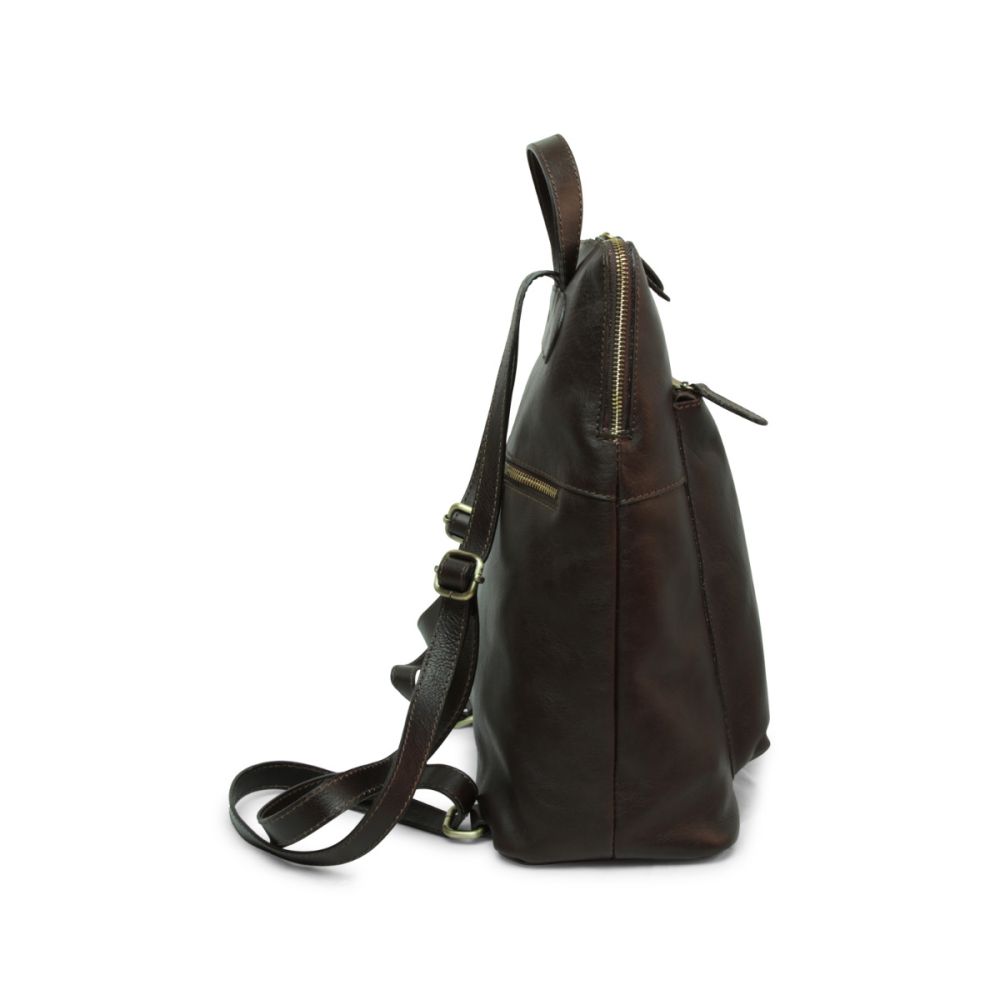 Rucksack Leder Braun Seitenansicht Herren Damen