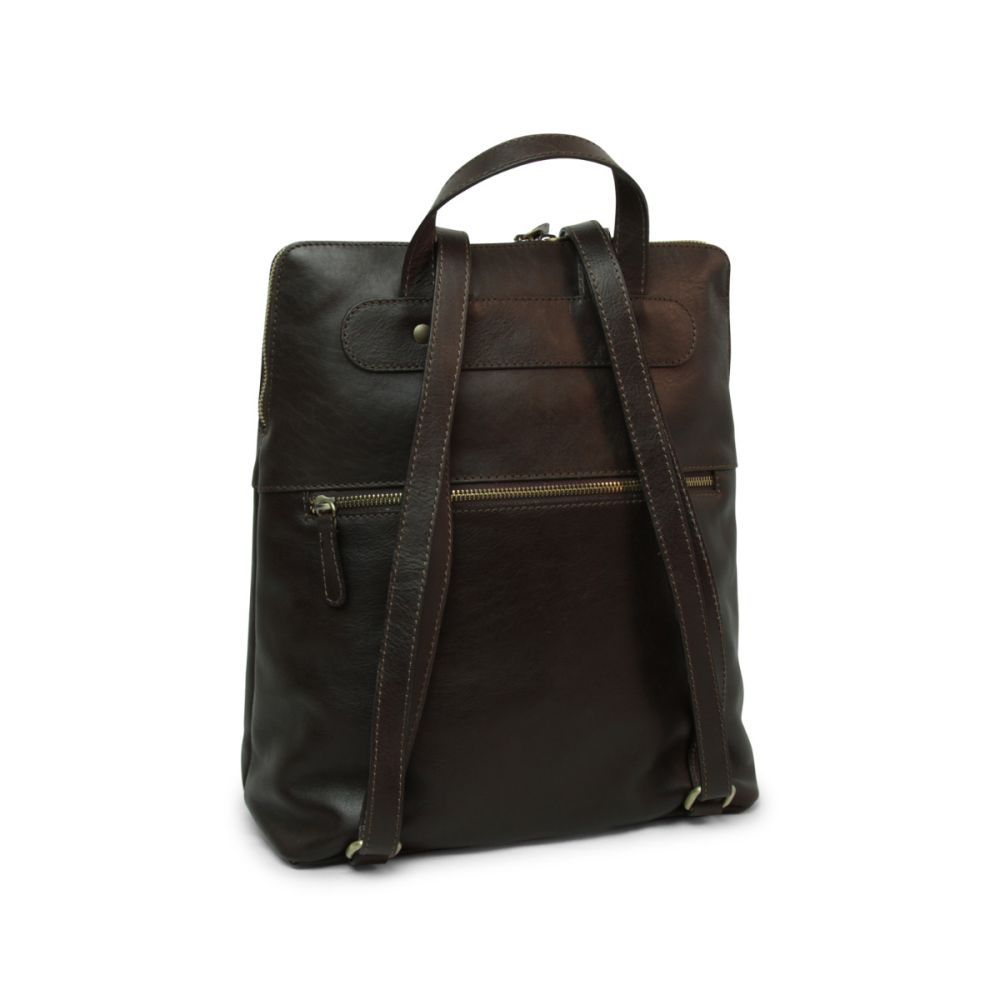 Vollnarbenleder Rucksack Braun mit Fächern