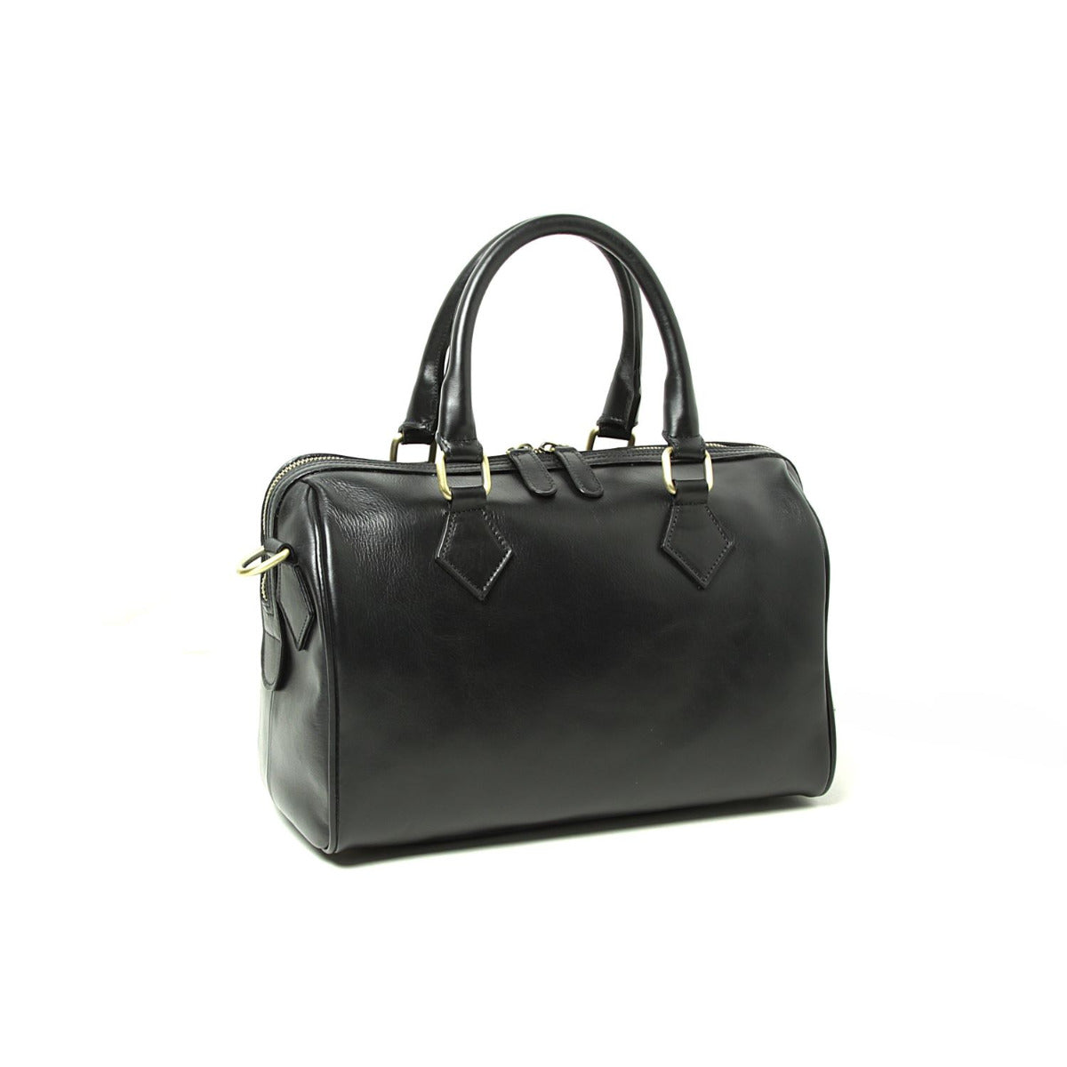Schwarze Damen Schultertasche aus Vollnarbenleder – elegante Form