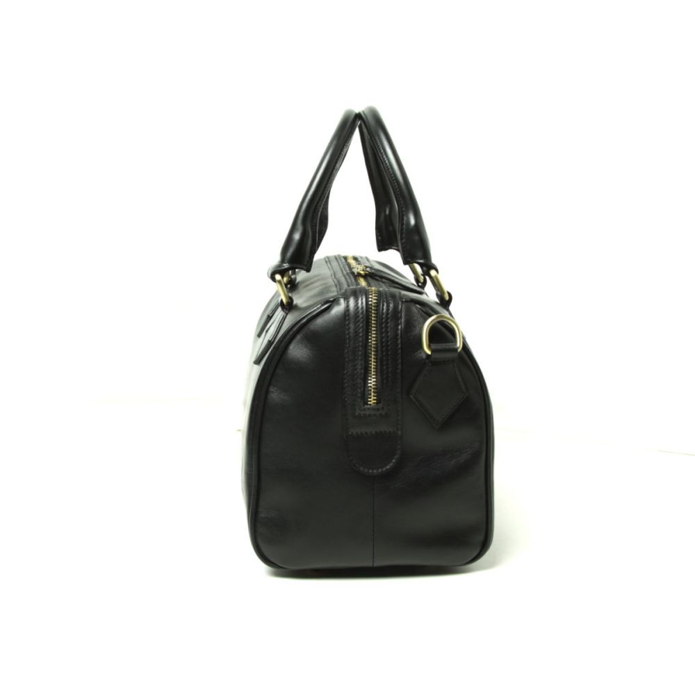 Schwarze Damen Schultertasche aus Vollnarbenleder – elegante Form
