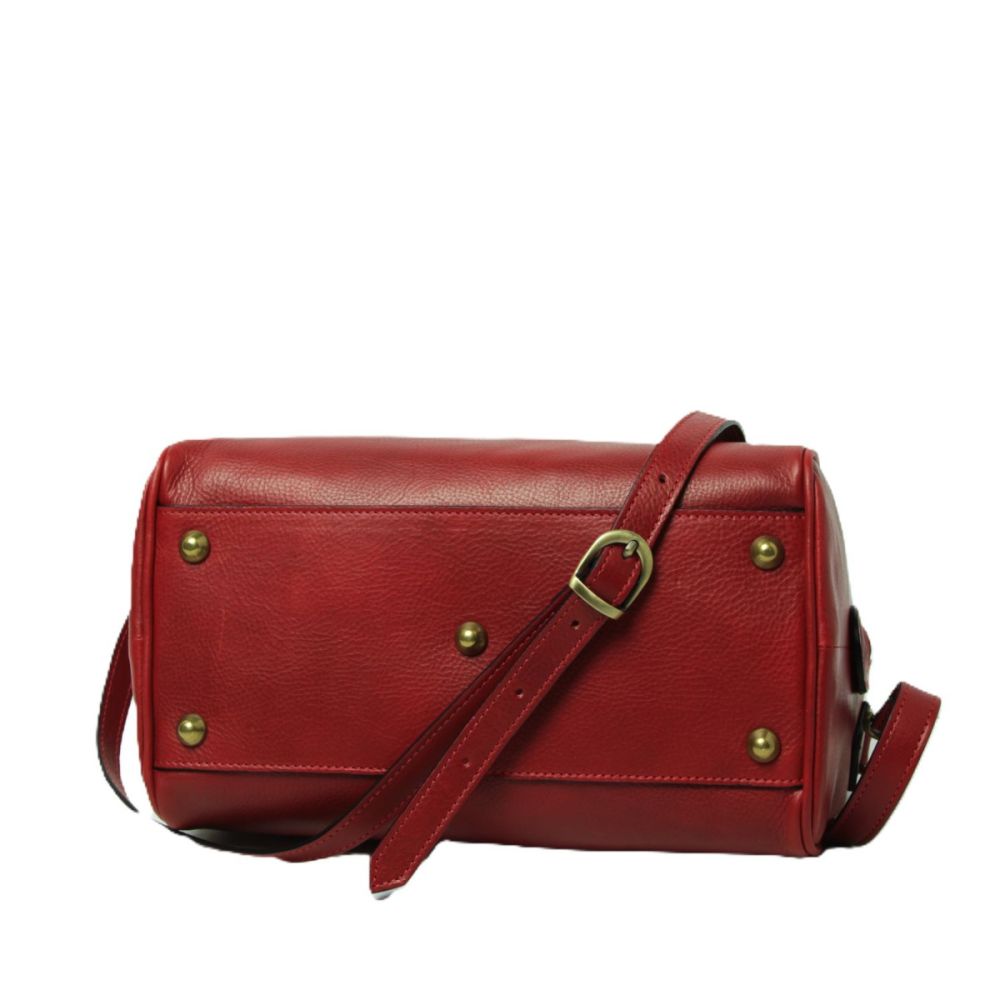 Damen Schultertasche Rot Leder – Trageoptionen mit Griff und Riemen