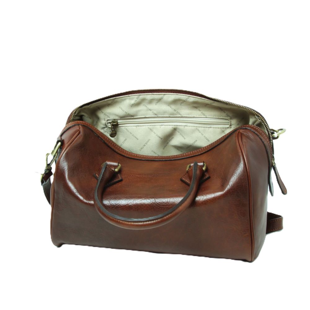 Leder Handtasche Damen Braun – offene Innenansicht
