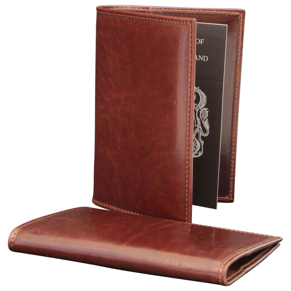Leather Passport Holder - Brown-1
