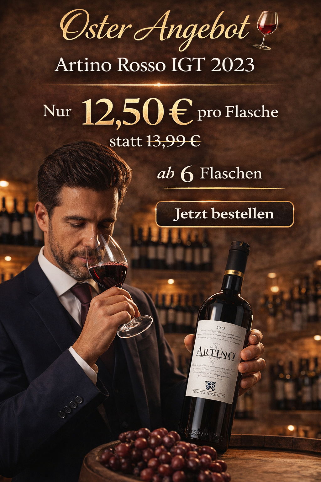 Artino Rosso IGT 2023 Rotwein Tenuta Iuzzolini Oster Angebot mit Sommelier in italienischer Weinkellerei