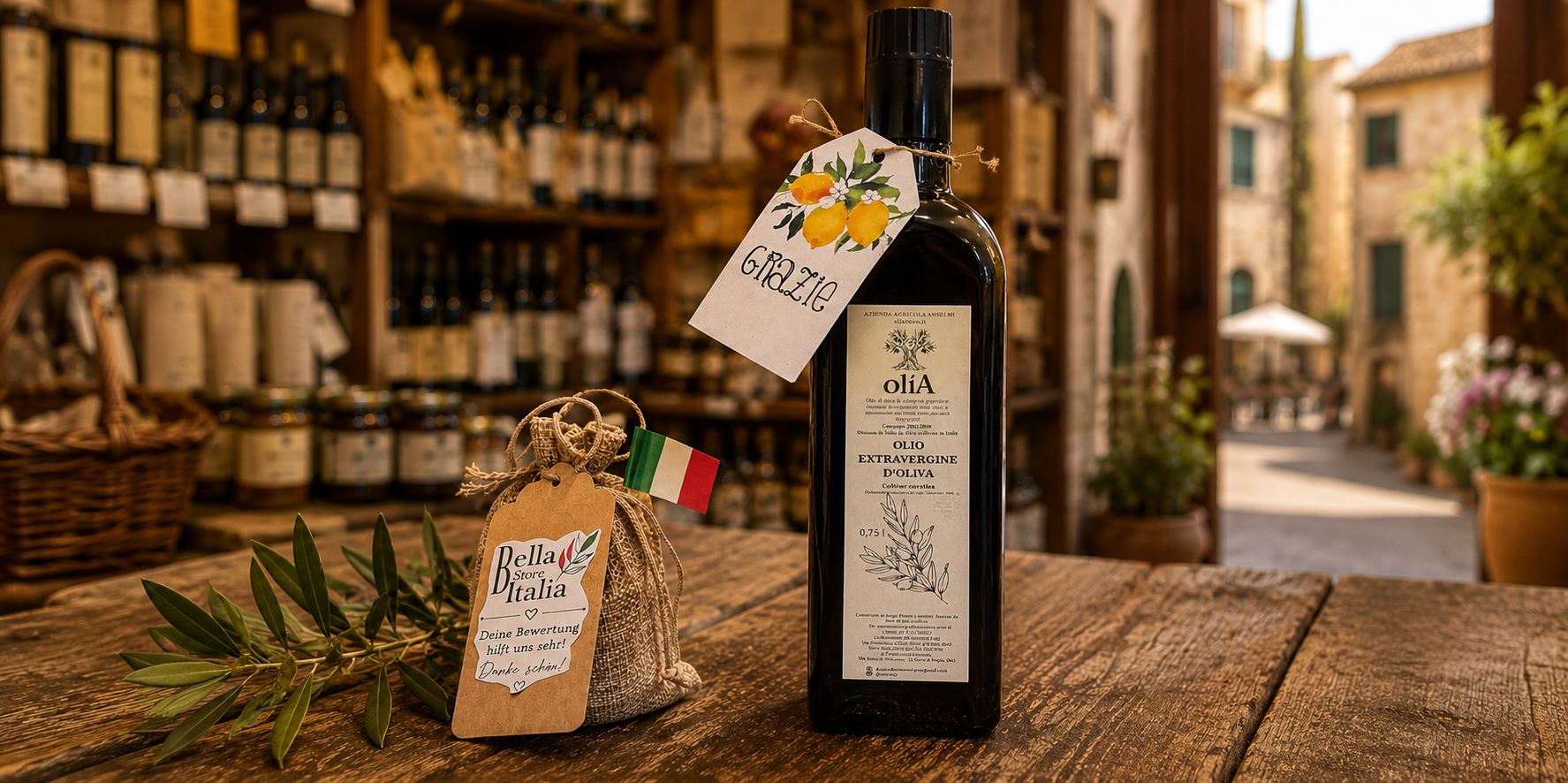 Premium Olivenöl Extra Vergine aus Apulien 750 ml mit handgefertigtem Geschenkbeutel – italienische Delikatesse von Bella Italia Store