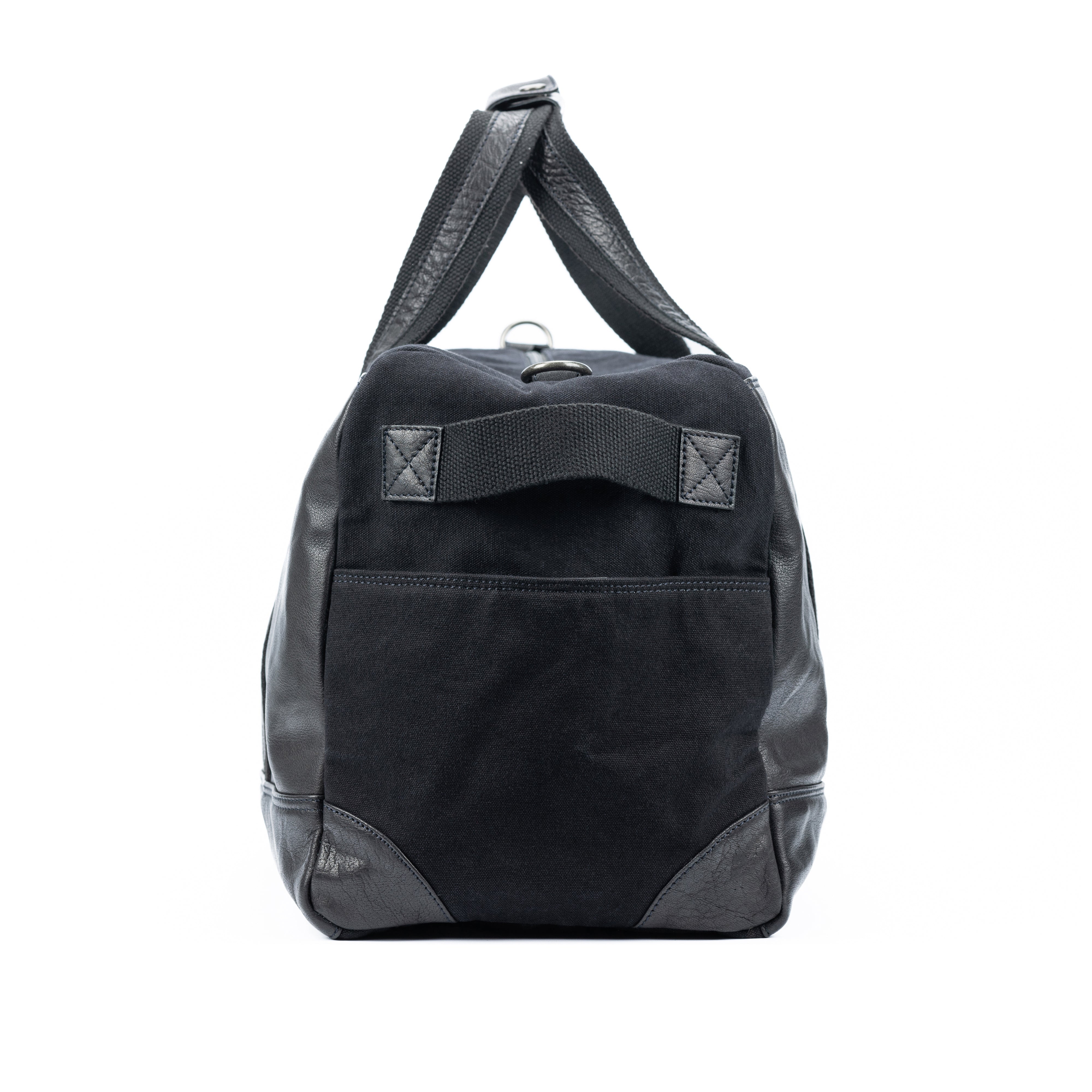 Italienische Reisetasche Canvas Leder – Seitenansicht