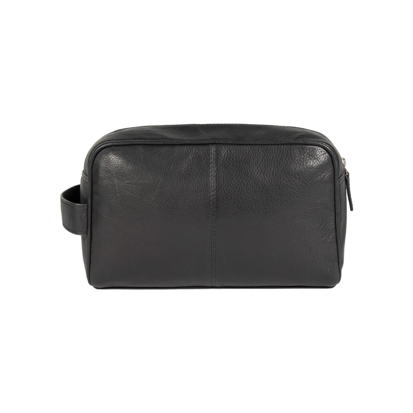 Kulturbeutel Leder Herren – elegante schwarze Kosmetiktasche mit Seitengriff