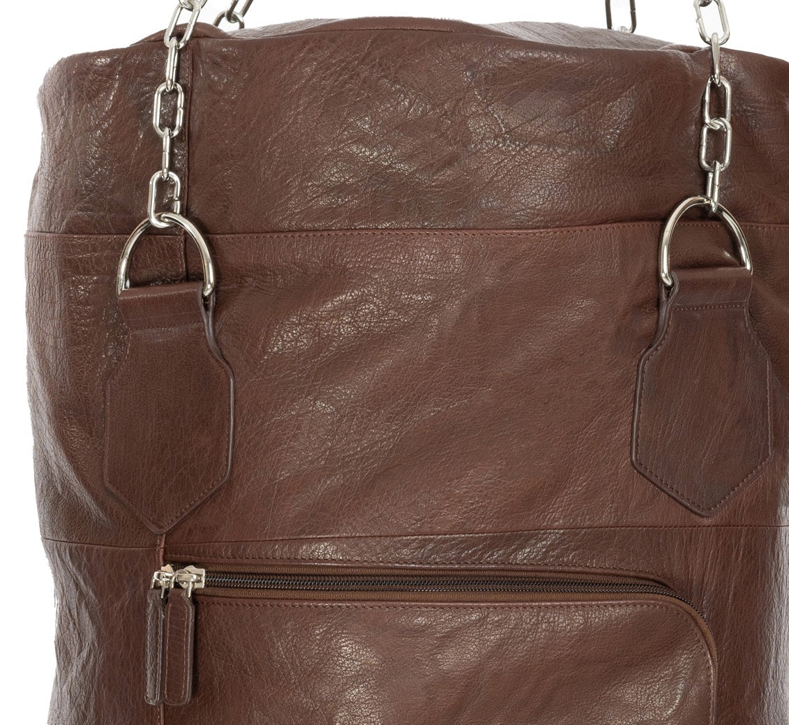 Boxsack Aufbewahrung aus echtem Leder Testa Moro – handgefertigter Hängeschrank mit Fächern für stilvolle Ordnung.