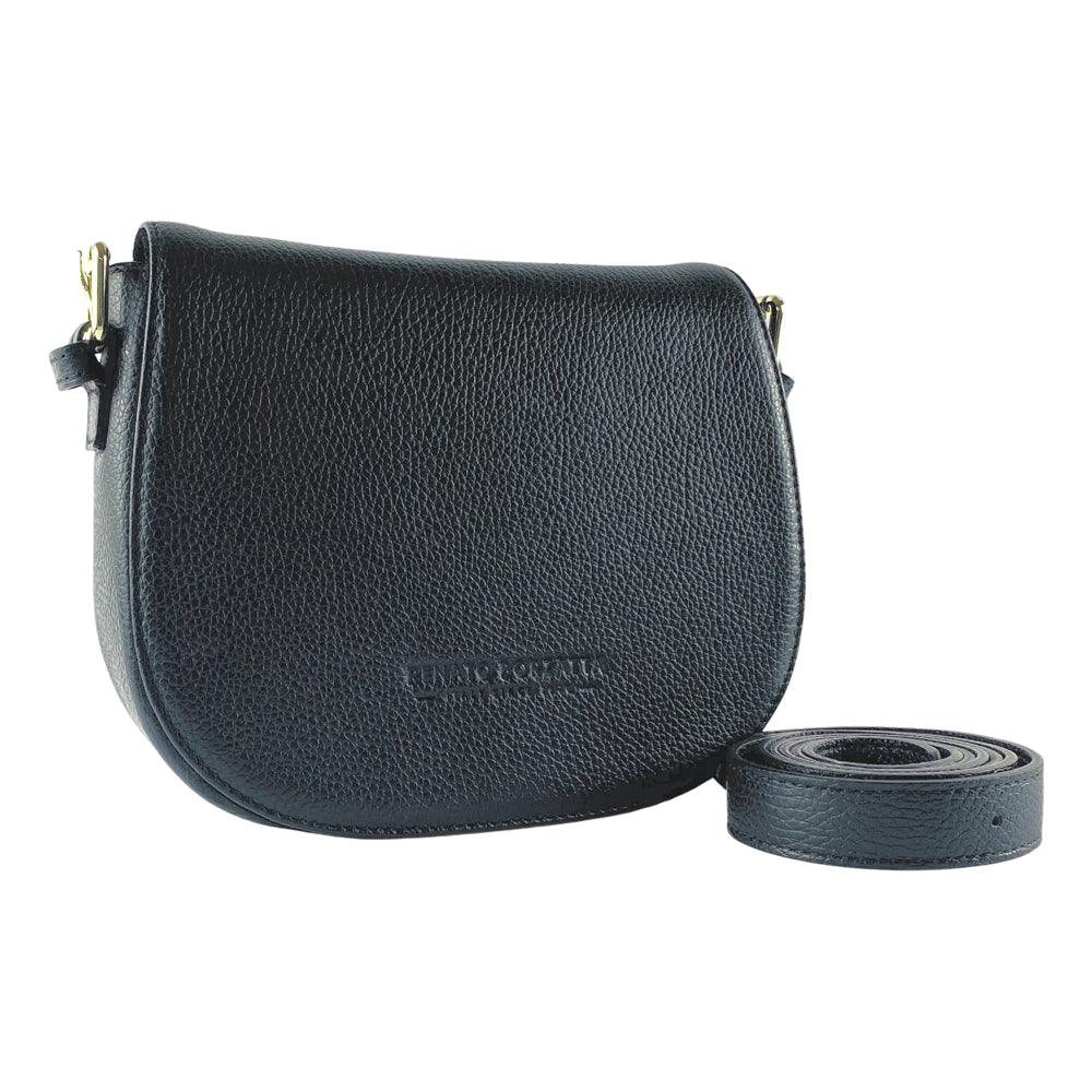 Italienische Damen Umhängetasche aus echtem Leder in Schwarz – elegante Schultertasche Made in Italy