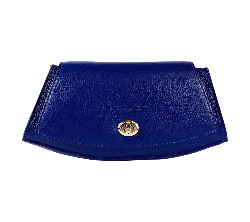 Italienische Damen Schultertasche Leder Blau – elegante Handtasche aus Echtleder, Made in Italy